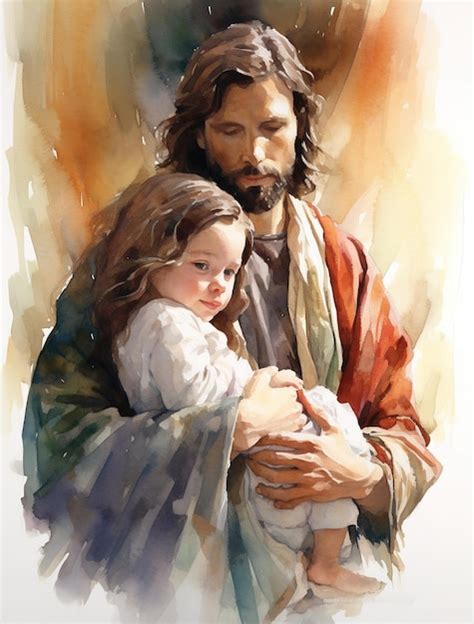 Premium Ai Image Watercolor Jesus Christ With Children