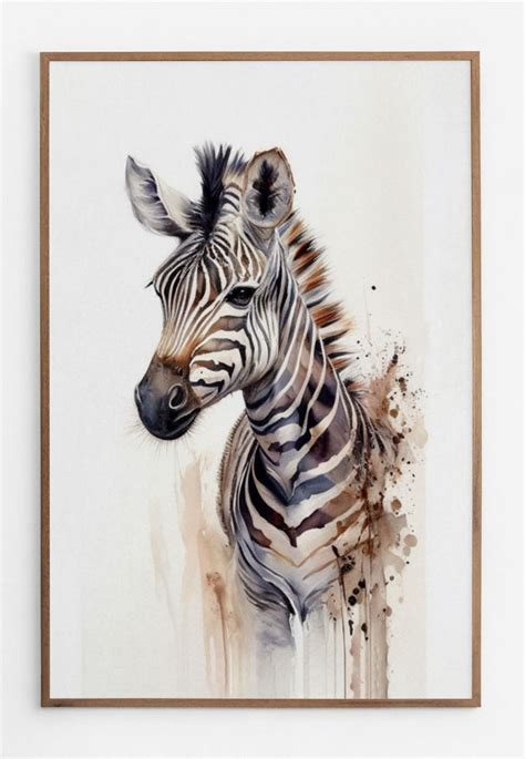 Cute Zebra Watercolor Art Print Personalized