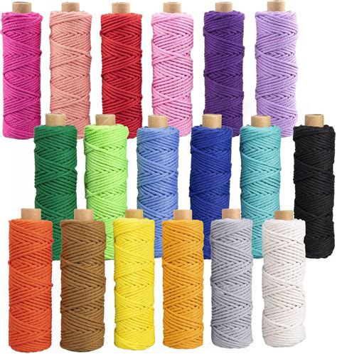 Cabo Macrame 3 Mm X 594 Jardas 18 Rolos Natural Colorido Macrame Kit