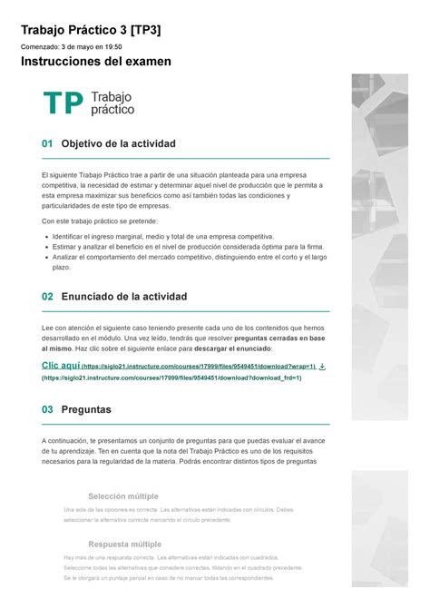 Examen Trabajo Práctico 3 TP3 100 Trabajo Práctico 3 TP3