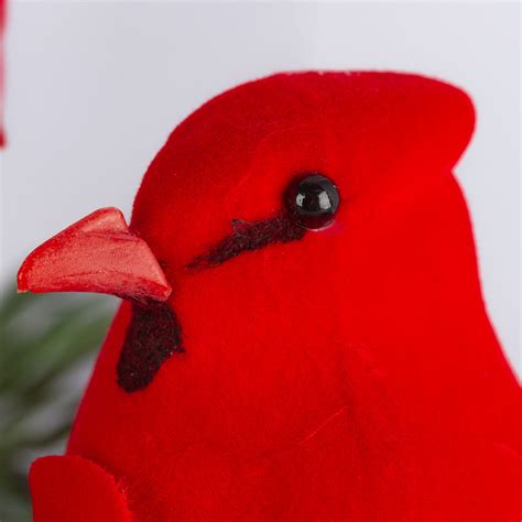 Set Of Artificial Flocked Red Cardinals Birds And Butterflies Basic