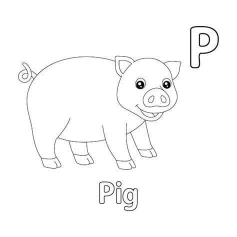 Premium Vector Pig Alphabet Abc Coloring Page P