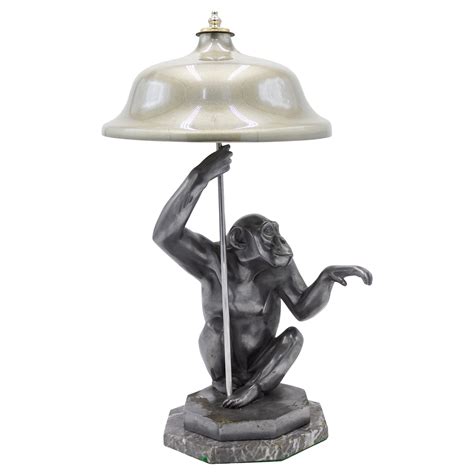 Art Deco Pewter Monkey Table Lamps For Sale At 1stdibs Vintage Monkey