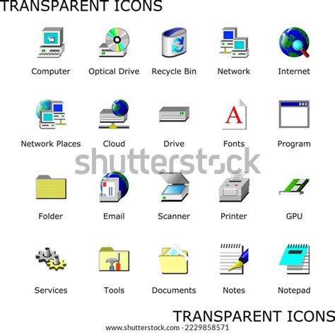 Old Computer Transparent Icons Pack Desktop Stock Vector (Royalty Free) 2229858571 | Shutterstock