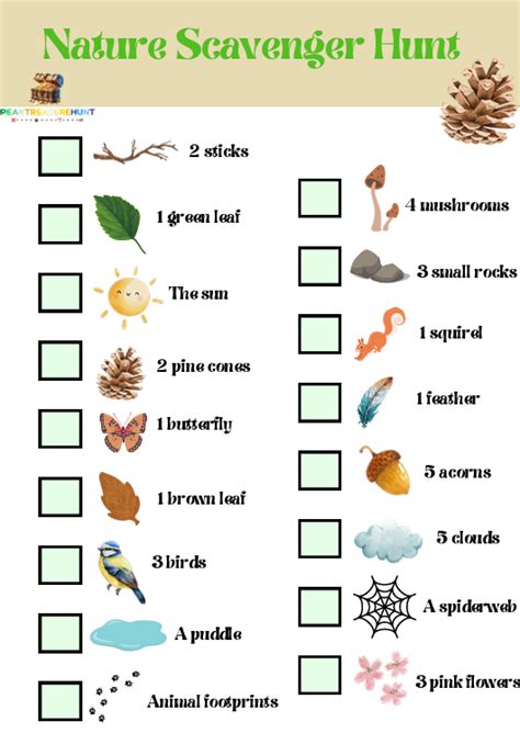 Nature Walk Scavenger Hunt Free Printable