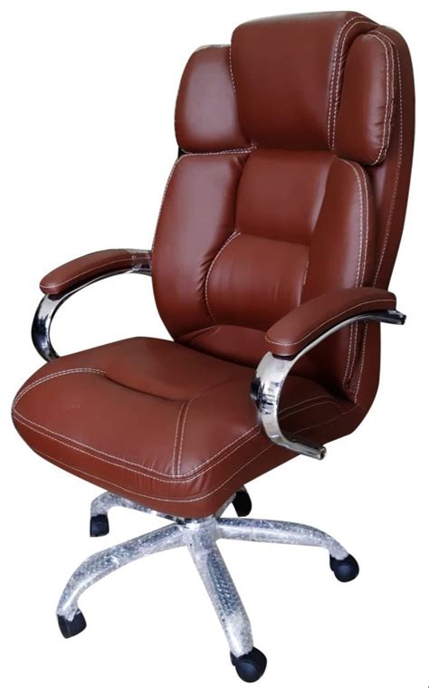 High Back Brown Rexine Director Revolving Office Chair Fixed Arm At Rs