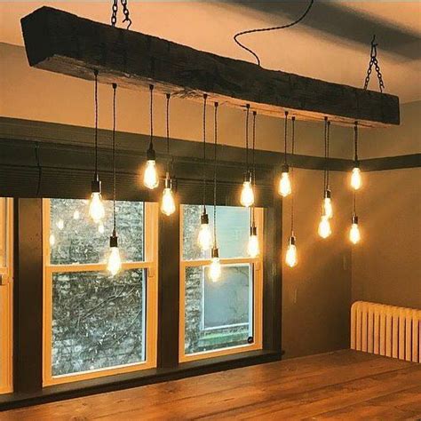 Reclaimed Barn Beam Light Fixture W Metal Brackets And Lights Etsy