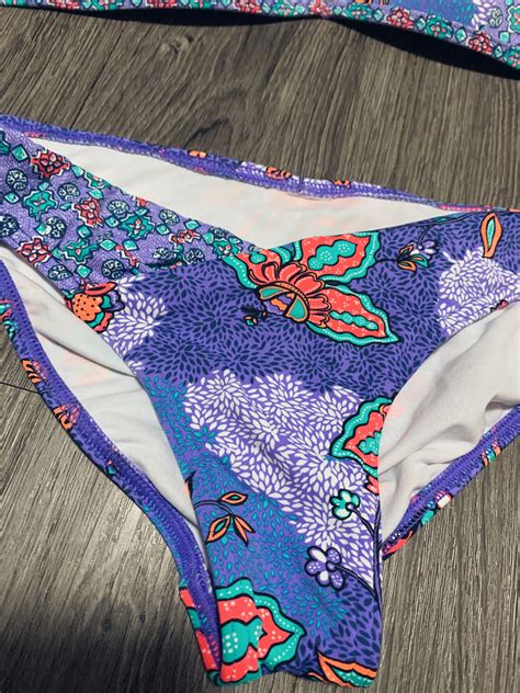 Billabong Purple Floral Bikini Set Women S Fashion Swimwear Bikinis