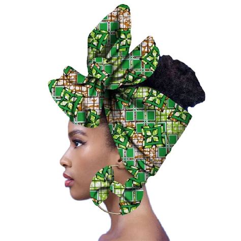 Fashion African Head Scarf And Earrings Pieces Women African Clothing