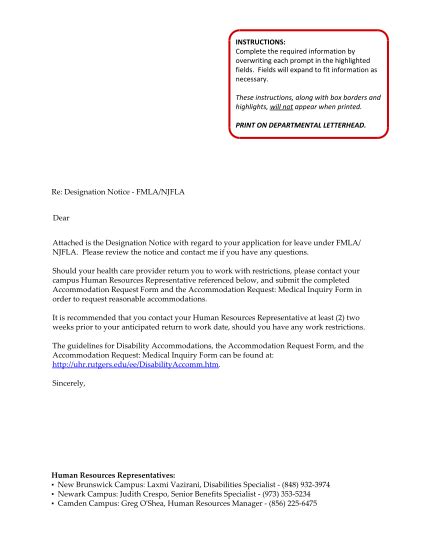 14 Fmla Designation Notice Cover Letter Free To Edit Download And Print Cocodoc