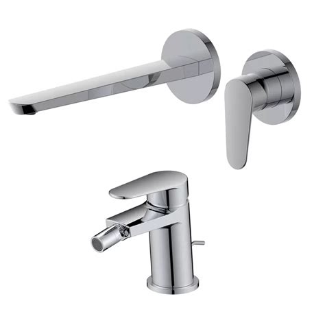 Set Miscelatore Lavabo A Muro Canna Cm E Bidet Con Scarico Cromo Lir