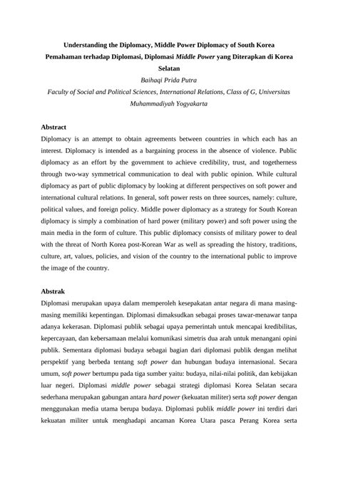 (PDF) Understanding the Diplomacy, Middle Power Diplomacy of South Korea