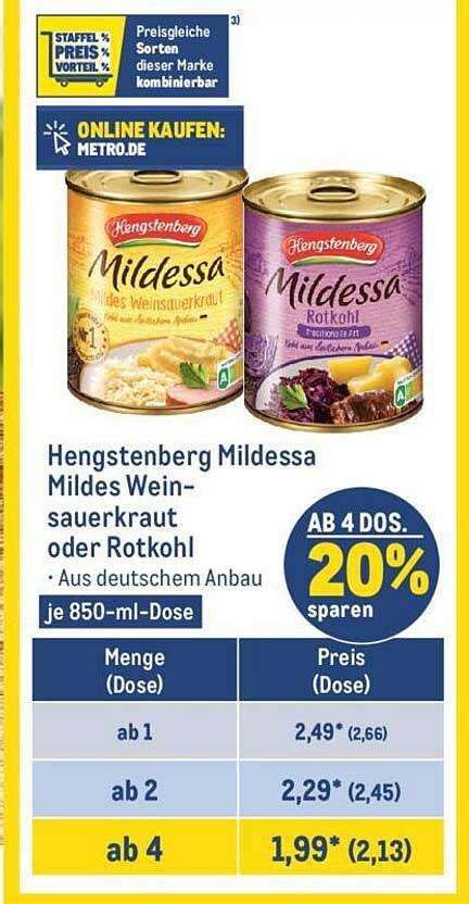 Hengstenberg Mildessa Mildes Weinsauerkraut Oder Rotkohl Angebot Bei