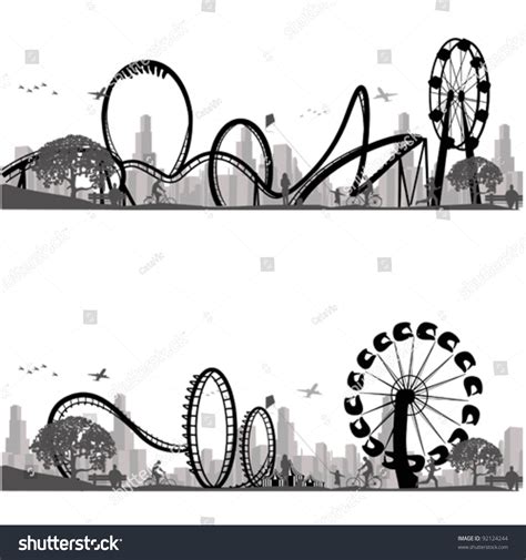 Vector Illustration.Roller Coaster Silhouette - 92124244 : Shutterstock