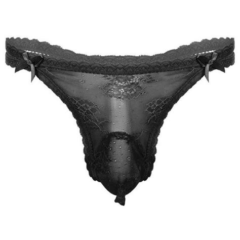 Iixpin Slip Homme Sissy Dentelle String Transparent Tanga Bulge Pouch Jockstrap Gay Underwear M