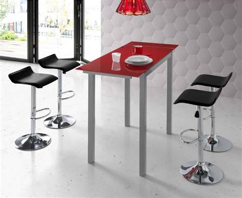 Mesa De Cocina Alta Extensible Sintra Porto Cristal Rojo Pi A