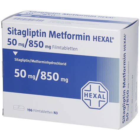 SITAGLIPTIN Metformin HEXAL 50 Mg 850 Mg Filmtabl 196 St Mit Dem E