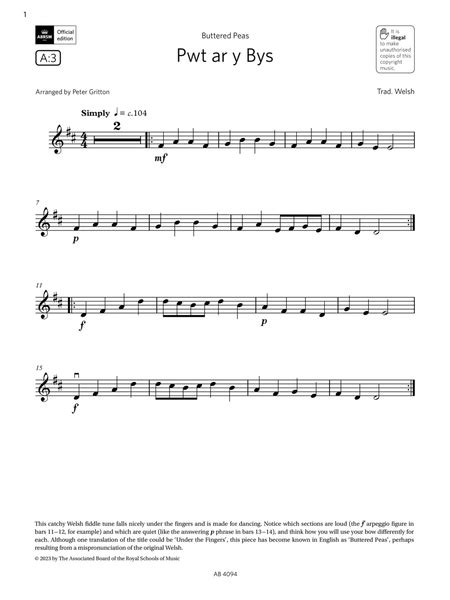 Pwt Ar Y Bys Grade Initial A3 From The Abrsm Violin Syllabus From