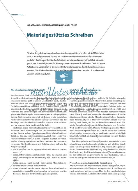 Materialgest Tztes Schreiben Beispiele Und L Sungen Einfaches