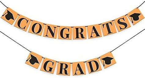 KatchOn Large Orange Congrats Grad Banner 10 Feet No DIY Kraft