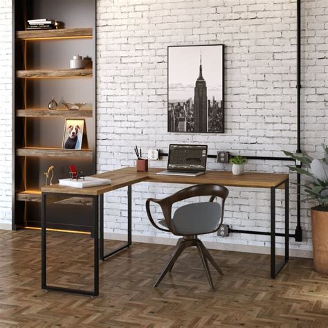 Mesa de Escritório em L Estilo Industrial 1 50Mx1 50M Kuadra Compace