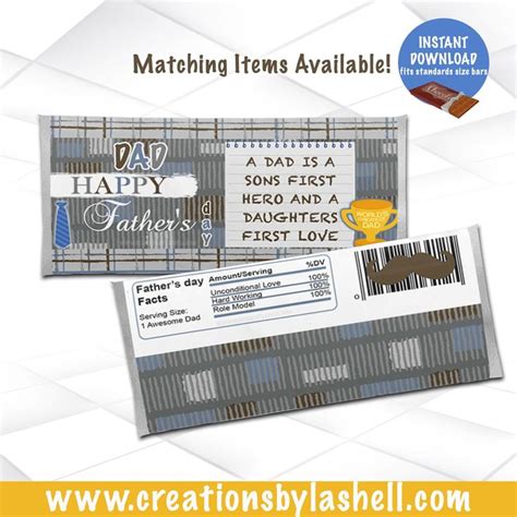 Fathers Day Candy Bar Wrappers Instant Download Fathers Day Chocolate