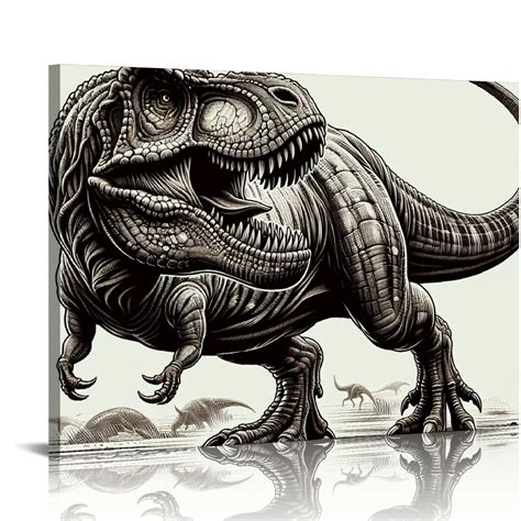 Nawypu Dinosaurs Tyrannosaurus Rex Poster Wall Art Canvas Prints Wall