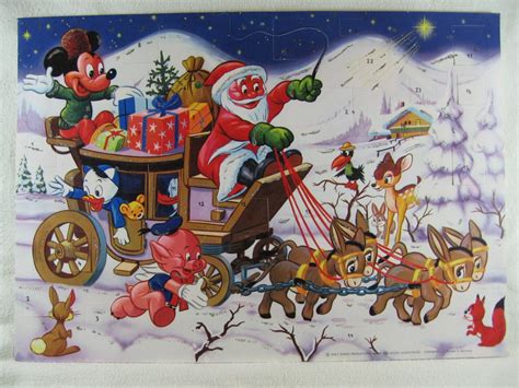 Adventskalender Micky Und Weihnachtsmann In Der Eselskutsche Von