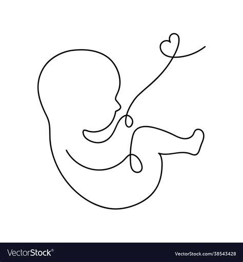 Line Art Logotype Baby In Womb With Umbilical Vector Image