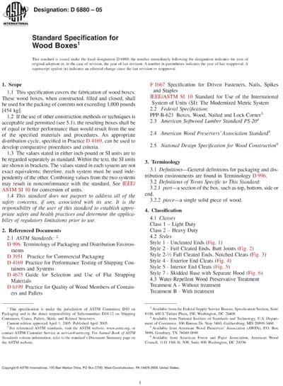 Astm D6880 05 Standard Specification For Wood Boxes