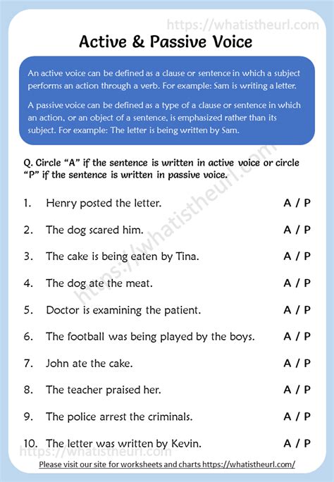 Active And Passive Voice Worksheet Active And Passive Voice