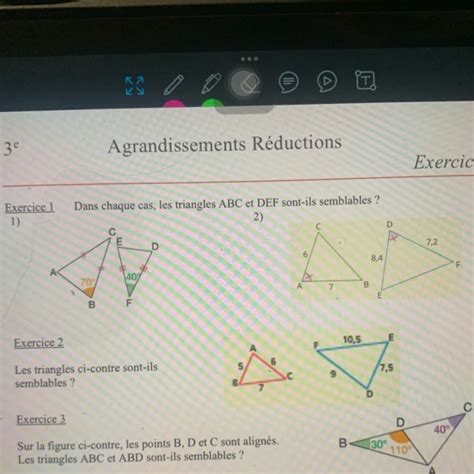 Exercice Dans Chaque Cas Les Triangles Abc Et Def Sont Ils