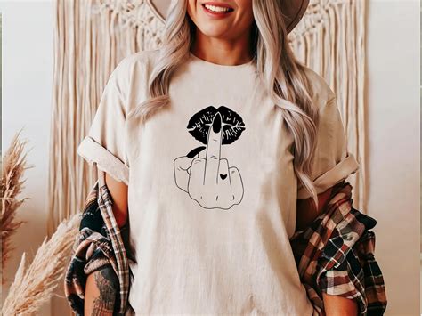 Middle Finger T Shirt Rude Finger T Shirt Woman Lips Fuck You T Shirt Funny Woman T Shirt