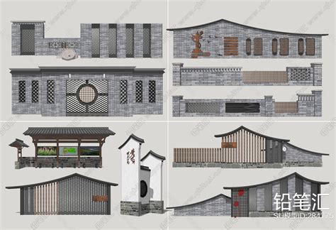 中式乡村民俗景墙su模型 铅笔汇 高品质su模型交流分享平台