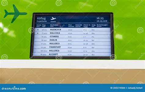 Green Airport Timetable for Departures Arrivals in Airport Germany ...