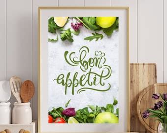 Choice Of Colours Bon Appetit Poster Kitchen Wall Art Bon Appetit