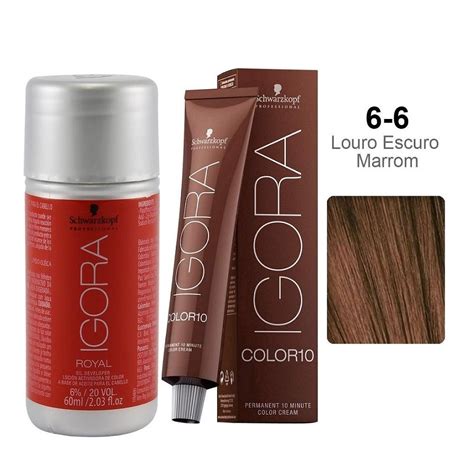 Kit ÁGua Oxigenada Igora Royal 6 20 Vol 60ml E ColoraçãO Igora Color10