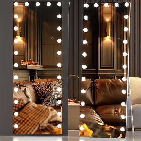 Hasipu 75" x 28" LED Full Length Mirror with Bulbs, Hollywood Standing