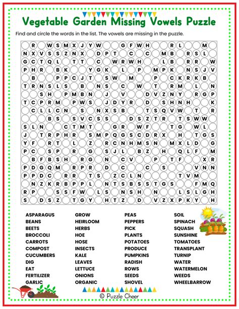 Vegetable Garden Missing Vowels Puzzle - Puzzle Cheer