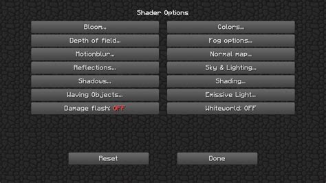 Minecraft Shader Settings