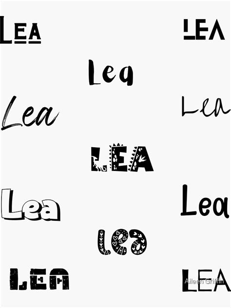 Lea Stickers In 10 Different Fonts Sticker For Sale By Magleen