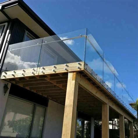 Modern Tempered Glass Railing For Balcony With Stainless Steel Standoff