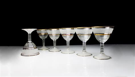 Frosted Cocktail Glasses Federal Glass Gold Trimmed Wine Glasses