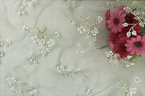 Flowers Embroidered Tulle Fabric Floral Organza Fabric Etsy