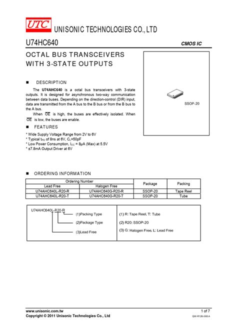 U74ahc640 Datasheet Octal Bus Transceivers