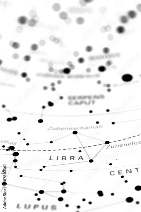 Libra Star Map Zodiac Star Sign Libra On An Astronomy Star Map Stock