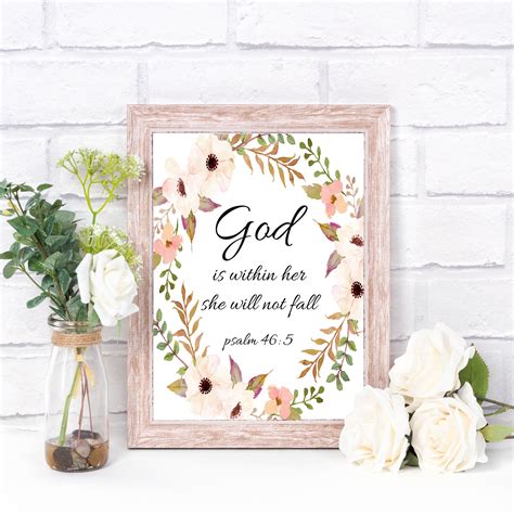 Bible Verse Print God Is Within Her Psalm 46 5 God Is Etsy