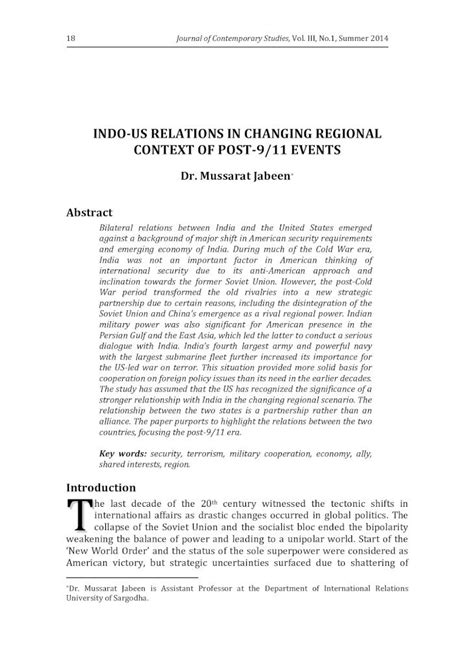 Pdf Indo Us Relations In Changing Regional Context Title