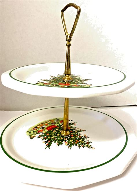 Pfaltzgraff Christmas Heritage Two Tier Tidbit Serving Tray Ebay