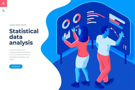 Statistische Datenanalyse isometrische Vektordarstellung für Landing